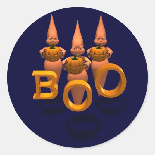 ブー！かわいい女の子3人 ラウンドシール (正面)