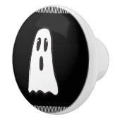 ブー！かわいい幽霊のハロウィン ブラック ホワイト セラミックノブ (右)