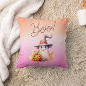 ブー!かわいい幽霊ジャックO'ランタンハロウィーン クッション (ブランケット)