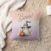 ブー！かわいい幽霊ジャックO'ランタンハロウィーン クッション (ブランケット)