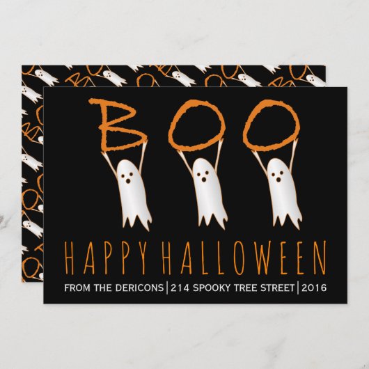 ブー！かわいい幽霊モダンハッピーハローウィン (正面/裏面)