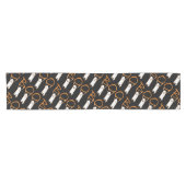 ブー!かわいい幽霊モダンブラック、オレンジ色ハロウィーン ショートテーブルランナー (横)