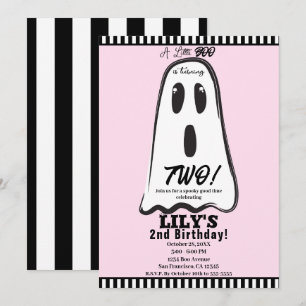 ブー! かわいい幽霊 ピンクのハロウィン お誕生日おめでとう 招待状