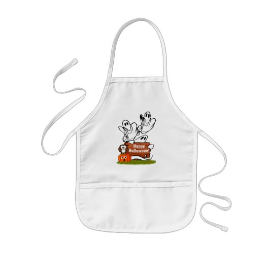 ブー!さぼられたカボチャ 子供用エプロン (正面)
