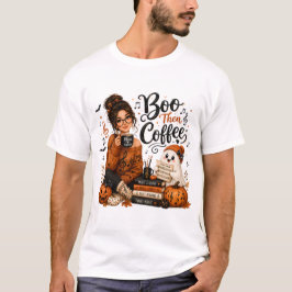 ブー、そしてコーヒー ハロウィン 音楽の先生 Tシャツ