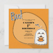 ブー！ちびゴーストのハロウィン1歳の誕生日パーティー 招待状 (正面)