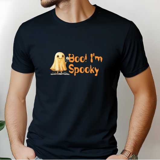 ブー!オレンジ色のスプーキーなスマイルの幽霊 Tシャツ