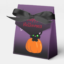 ブー！カボチャのハロウィーンのお願い箱に入った猫 フェイバーボックス