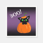 ブー!キャットインアパンプキンハロウィーン紙ナプキン スタンダードカクテルナプキン (正面)