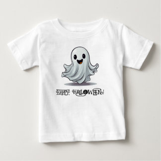 ブー!キュートハッピーおもしろい幽霊 ベビーTシャツ