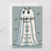 ブー！ シート幽霊 ビンテージグリーン ハロウィン 招待状 (正面)