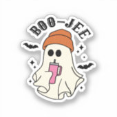 ブー・ジェー面白いハロウィーンタンブラーインスパイア幽霊 シール (正面)