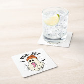 ブー・ジェー面白いハロウィーンタンブラーインスパイア幽霊 スクエアペーパーコースター (インサイチュ)