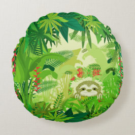ブー・ジャングルのナマケモノを覗く ラウンドクッション