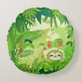ブー・ジャングルのナマケモノを覗く ラウンドクッション