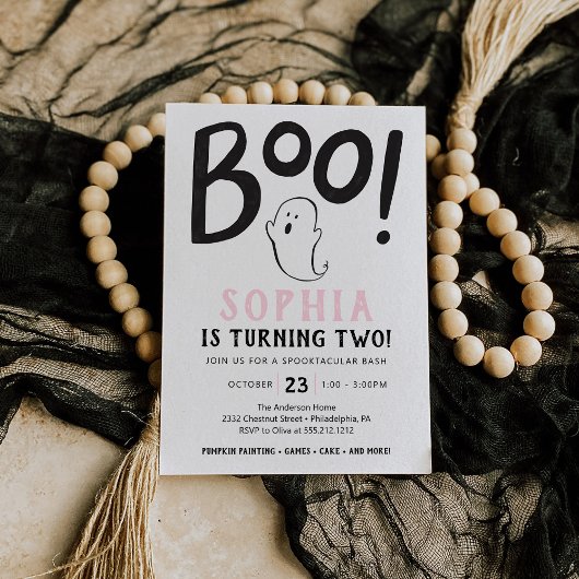 ブー!セカンドバースデーパーティハロウィーン招待状 招待状