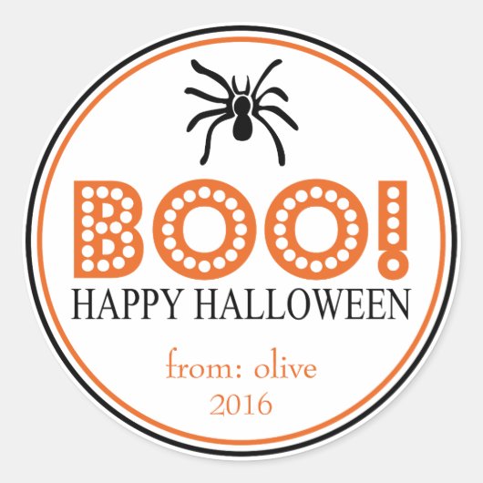 ブー！タランチュラスパイダー（黒/オレンジ） ラウンドシール (正面)