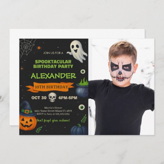 ブー・デイ・バッシュ | 可愛不気味いパーティー 招待状 (正面/裏面)