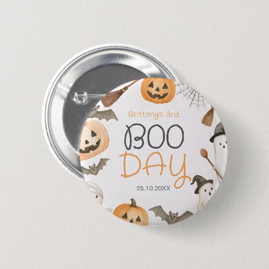 ブー・デー ハロウィン お誕生日おめでとう 缶バッジ (正面&裏面)