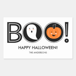 ブー!ハッピーハローウィンシール 長方形シール