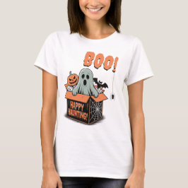 ブー!ハッピー ハロウィン ハンティング ゴースト Tシャツ