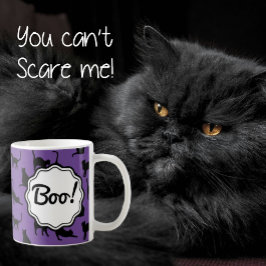 ブー！ハロウィンパーソナライズされたパープルブラックこうもり コーヒーマグカップ