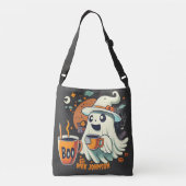 ブー！ハロウィン幽霊のよく出る – ハプニングオレンジブラック クロスボディバッグ (裏面)