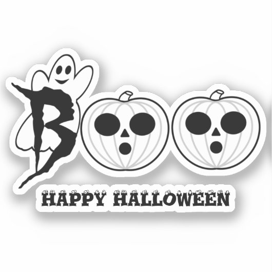 ブー!ハロウィン幽霊カスタムカットビニールシール シール (正面)