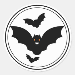 ブー!ハロウィーンこうもりシール ラウンドシール