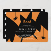 ブー!ハロウィーンこうもり&スパイダーズ誕生日招待状 招待状 (正面/裏面)
