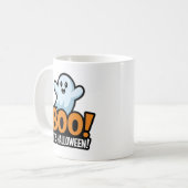ブー。ハロウィーンのかわいいデザイン コーヒーマグカップ (正面左)