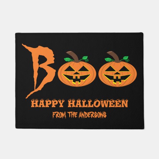 ブー！ハロウィーンカボチャの形式 ドアマット (正面)