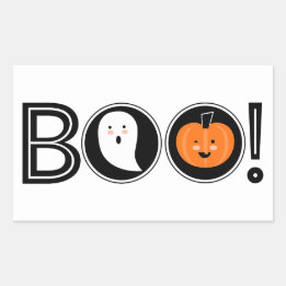 ブー!ハロウィーンステッカー 長方形シール