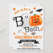 ブー!ハロウィーン幽霊かわいいスプーク文字かぼちゃ 招待状 (正面)