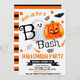 ブー！ハロウィーン幽霊かわいいスプーク文字かぼちゃ 招待状