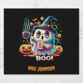 ブー！ハロウィーン – ウィッチヴィーブオレンジブラック スパークリングワインラベル (シングルラベル)