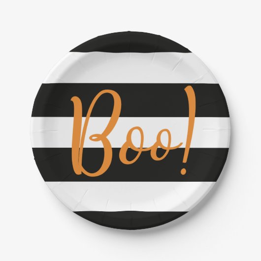 ブー!ブラックストライプ紙プレート ペーパープレート (正面)