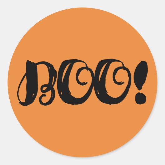 ブー！ブラックハローウィンパーティトリックまたはトリートの好意 ラウンドシール (正面)