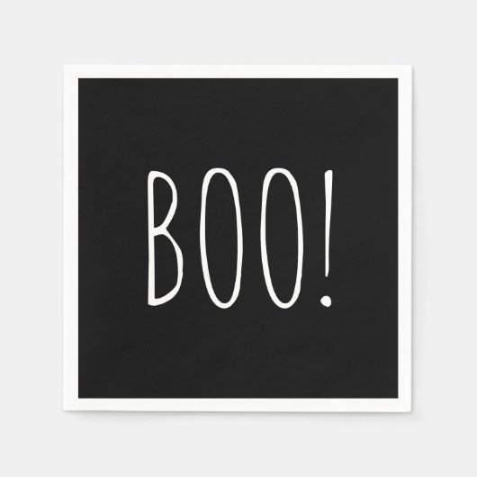 ブー。ブラックミニマルかわいいキッズハローウィンパーティ スタンダードカクテルナプキン (正面)