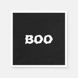 ブー・ブラック・アンド・ホワイト・スプーキー・ハロウィン・紙 スタンダードカクテルナプキン