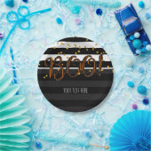 ブー！ブラック&オレンジホワイト金ゴールドハローウィンパーティ ペーパープレート (パーティー)