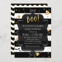 ブー！ブラック&ホワイトキャンディストライプのコーンハロウィーン