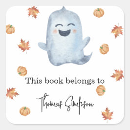 ブー – ベビーシャワー蔵書票 スクエアシール