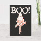 ブー!ヴィンテージ幽霊衣装ハロウィーン カード (正面)