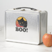 ブー！ヴィンテージ80年代スタイル猫レトロ動揺してH メタルランチボックス (インサイチュ)