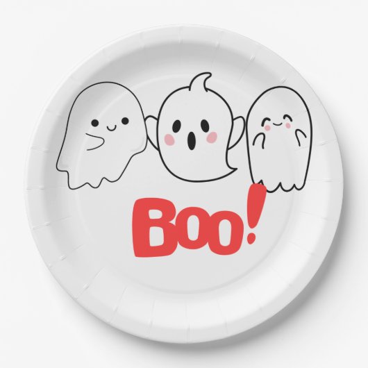 ブー！不気味&おもしろいハロウィン紙プレート ペーパープレート (正面)