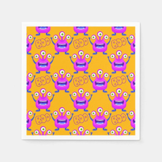 ブー！可愛いモンスタおもしろいーズ不気味ハロウィーン スタンダードカクテルナプキン (正面)