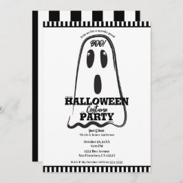 ブー！可愛い不気味幽霊ハロウィーンの衣装パーティー 招待状