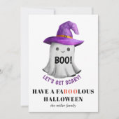 ブー！可愛い幽霊とパープルハットハロウィーン シーズンカード (正面)