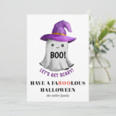 ブー！可愛い幽霊とパープルハットハロウィーン シーズンカード (スタンド正面)